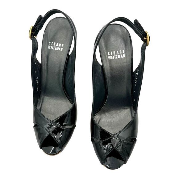Stuart Weitzman Women's Peep Toe Slingback Platform Heels Black Size 7 - Picture 3 of 10